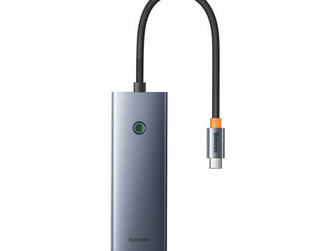 Концентратор, Baseus, UltraJoy Series 4-Port (B0005280B811-08), USB-C to USB 3.0*4+USB-C 5V, Серый