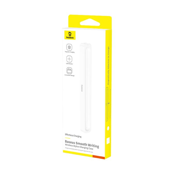 Зарядный кейс для стилуса, Baseus, (P80015907213-00), Smooth Writing Stylus Wireless Charging Case, Совместим Apple Pencil 2 / Baseus Smooth Writing 1 / 2 / 3 Series, USB-C, Белый