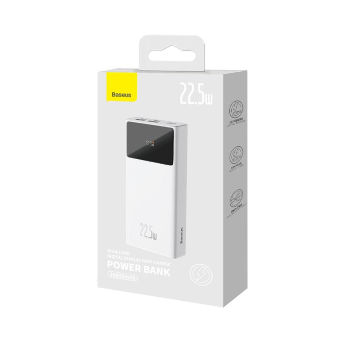 Портативный внешний аккумулятор, Baseus, Star-Lord (PPXJ080002), 20000mAh, 22.5W, White