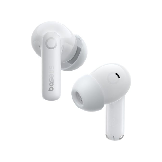 Наушники, Baseus, Bass BP1 NC, A0010705, TWS, 12 мм, ANC, 4 микрофона, Bluetooth 6.0, 20 Гц–20 кГц, 16 Ом, до 7 ч / 41 ч, ANC: 5,5 ч / 33 ч, 10 мин = 1 ч, USBC, IP55, 4,1 г, Moon White, Белый