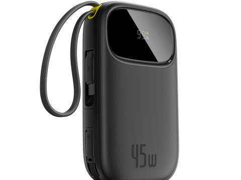 Портативный внешний аккумулятор, Baseus, EnerFill FC31, P10082102123-00, 10000 мА·ч, 45 Вт, 3USB-C, 2 Встроенных кабеля USB-C, Цифровой дисплей, PD, Быстрая зарядка, Li-Pol, 150  70  22 мм, 200 г, Черный
