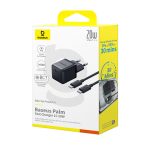 Адаптер питания, Baseus, Palm, P10111602113-01, 1  USBC, 20 Вт, 5 В  3 А, 9 В  2,22 А, 12 В  1,67 А, PD 3.0, QC 3.0, 100–240 В~, 50/60 Гц, EU, кабель USBC–USBC, 60 Вт, 1 м, Cluster Black, Черный