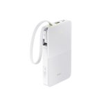 Портативный внешний аккумулятор, Baseus, EnerFill FC51 Bipow2 Pro, E0027601, 10000 мА·ч, 22,5 Вт, USB-C, USB-A, Встроенный кабель USB-C, Цифровой дисплей, PD, QC, SCP, FCP, Белый