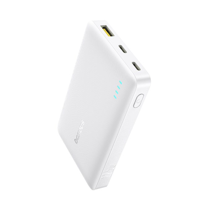 Портативный внешний аккумулятор, Baseus, EnerFill FP21, P1008210D213-00, 10000 мА·ч, 22,5 Вт, 2USB-C, 1USB-A, PD, QC, 3 Устройства, LED-индикатор, Кабель USB-C–USB-C 30 см, 109  68,7  17,5 мм, 184,4 г, Белый