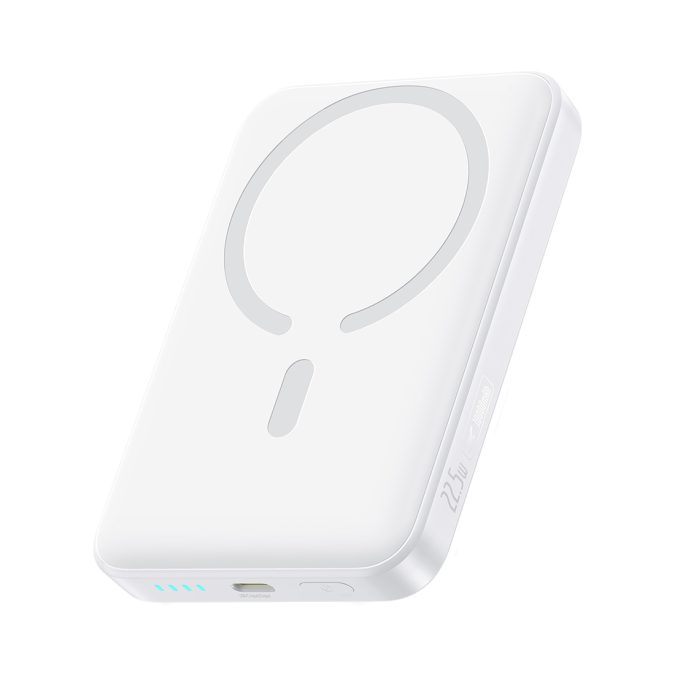 Портативный внешний аккумулятор, Baseus, EnerFill FM11 Ultra-Mini Magnetic, P1008210E213-00, 10000 мА·ч, 37 Вт·ч, Проводная зарядка 22,5 Вт, Беспроводная зарядка 15 Вт, MagSafe, Магниты N52, USB-C, LED-индикатор, Кабель USB-C–USB-C 30 см, 104  69,8  18 мм, 209 г, Белый