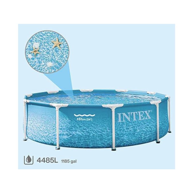 Каркасный бассейн Beachside Metal Frame 305 х 76 см, INTEX, 28206ND, Винил, 4485 л., Стальной каркас, Принт морской волны, Цветная коробка