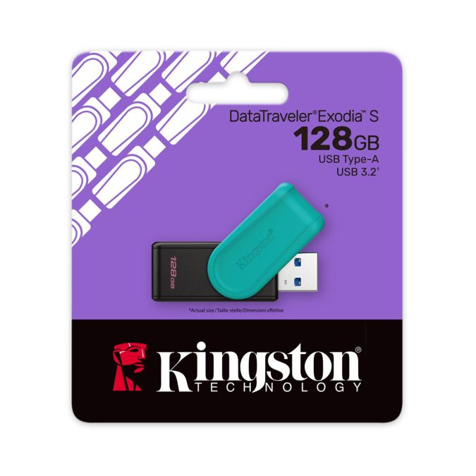 USB-накопитель, Kingston, DTXS/128GB, 128GB, USB 3.2, Бирюзовый