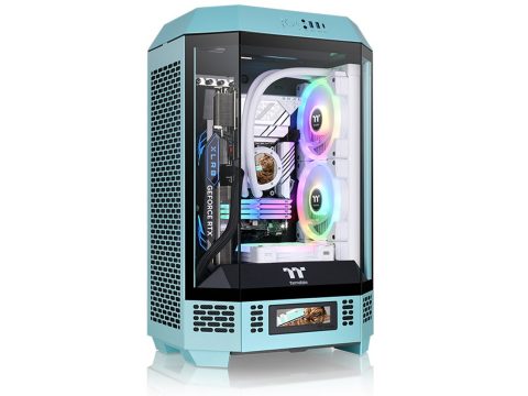 Компьютерный корпус, Thermaltake, The Tower 300 Turquoise, CA-1Y4-00SBWN-00, Micro-Tower, Mini-ITX/M-ATX, USB 3.2*1, USB 3.0*2, HD Audio/mic, 2*140мм CT140 fan, Максимальная длина видеокарты 400мм, Максимальная высота процессорного кулера 210мм, 3*3,5"/3*2,5", Сталь, 3мм Закаленное стекло*3, 551*342*281мм, Без Б/П, Бирюзовый