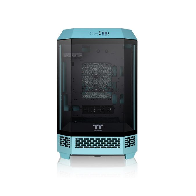 Компьютерный корпус, Thermaltake, The Tower 300 Turquoise, CA-1Y4-00SBWN-00, Micro-Tower, Mini-ITX/M-ATX, USB 3.2*1, USB 3.0*2, HD Audio/mic, 2*140мм CT140 fan, Максимальная длина видеокарты 400мм, Максимальная высота процессорного кулера 210мм, 3*3,5"/3*2,5", Сталь, 3мм Закаленное стекло*3, 551*342*281мм, Без Б/П, Бирюзовый