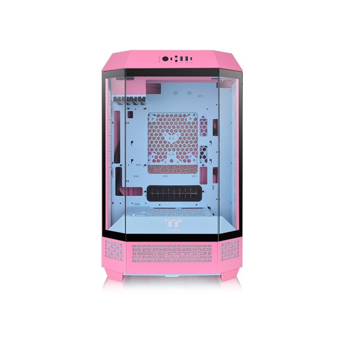 Компьютерный корпус, Thermaltake, The Tower 300 Bubble Pink, CA-1Y4-00SAWN-00, Micro-Tower, Mini-ITX/M-ATX, USB 3.2*1, USB 3.0*2, HD Audio/mic, 3*140мм CT140 fan, Максимальная длина видеокарты 400мм, Максимальная высота процессорного кулера 210мм, 3*3,5"/3*2,5", Сталь, 3мм Закаленное стекло*3, 551*342*281мм, Без Б/П, Розовый