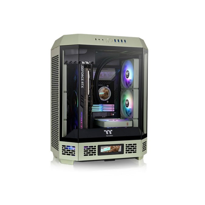 Компьютерный корпус, Thermaltake, The Tower 600 Matcha Green, CA-1Z1-00MEWN-00, Mid Tower, ATX / M-ATX / M-ITX, Type-C*1, USB 3.0*4, HD+Audio*1, 2*140мм вентиляторы, Высота процессорного кулера до 210мм, Длина VGA до 400мм, 1*3,5/3*2,5, Сталь/Пластик/Закаленное стекло, 550х420х286,4мм, Без Б/П, Зеленый
