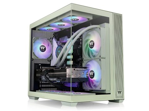 Компьютерный корпус, Thermaltake, View 380 TG ARGB Matcha Green, CA-1Z2-00MEWN-00, ATX / M-ATX / M-ITX, 1*3.5"/2*2.5", Высота кулера до 160 мм, Длина VGA до 415 мм, 410 x 285 x 442 мм, Без Б/П, Зеленый