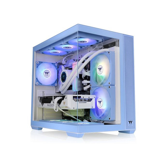 Компьютерный корпус, Thermaltake, View 380 TG ARGB Hydrangea Blue, CA-1Z2-00MFWN-00, ATX / m-ATX / m-ITX, 1*3.5"/2*2.5", Высота кулера до 160 мм, Длина VGA до 415 мм, 410 x 285 x 442 мм, Без Б/П, Синий