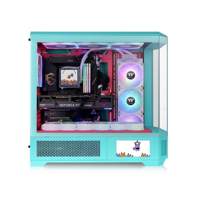 Компьютерный корпус, Thermaltake, View 600 TG Mint Strawberry, CA-11H-00FLWN-00, E-ATX / ATX, 3*3.5"/3*2.5", Высота кулера до 175 мм, Длина VGA до 480 мм, 560  249  584 мм, Без Б/П, Голубой