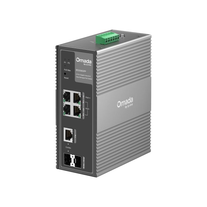 Коммутатор, TP-Link, IES206GPP, Управляемый L2, 1 10/100/1000 Mbps PoE++, 3 10/100/1000 Mbps PoE+, 1 Gigabit SFP/RJ45 Combo, 1 Gigabit SFP Slot, 120W Power Budget