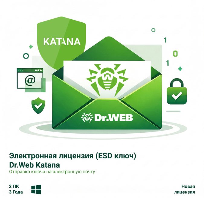 Антивирус, Dr.Web, Katana 36М 2 ПК, новая лицензия, на 2 ПК на 36 месяцев