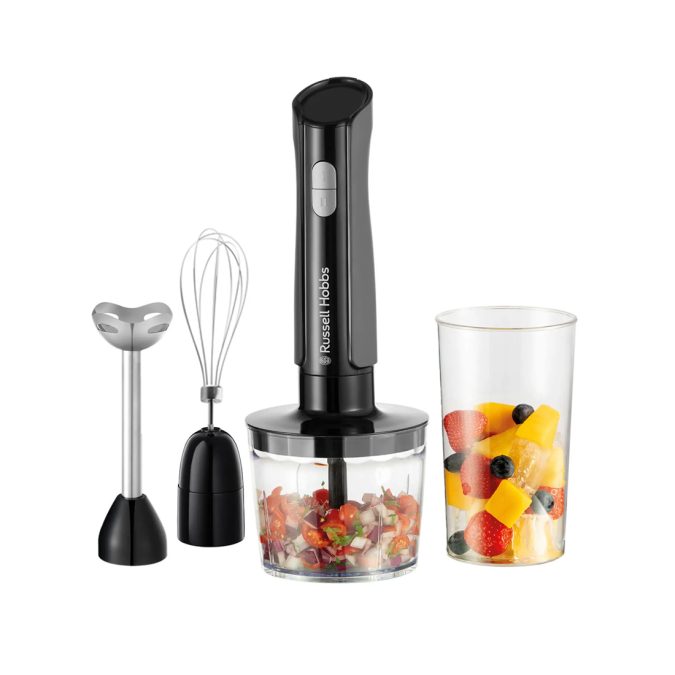 Погружной блендер, Russell Hobbs,27141-56, Мощность 500 Вт, 2 скорости, 3 насадки, Мерный стакан 600 мл, Серебристый