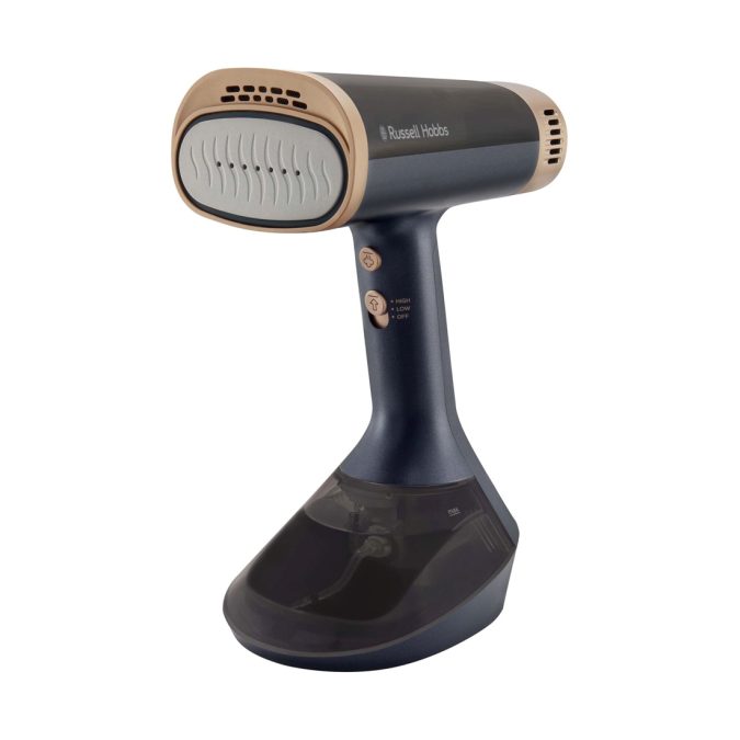 Отпариватель ручной, Russell Hobbs, 28550-56, Мощность 1500 Вт, Объем 0.2 л, Время непрерывной работы 7 мин, Время нагрева 40 сек, Синий/Золотой