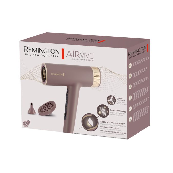 Фен, Remington, EC8930E51, Мощность 1600 Вт, 3 скорости, 4 температурных режима, Насадка-концетратор, Насадка-диффузор, Магнитное крепление насадок, Компактный, Длина шнура 3 м, Розовый