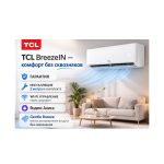 Кондиционер настенный, TCL, BreezeIN TAC-BR18HSV/TB INVERTER, Коплект из 2-х коробок, состоит из внешнего и внутреннего блока. В комплекте с медными трубами. Белый