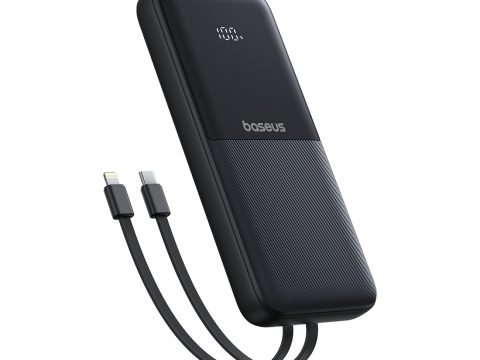 Портативный внешний аккумулятор, Baseus, Lipow Dual-Cable PPJP311, P10079101123-00, 10000 мА·ч, 22,5 Вт, USB-C, USB-A, Micro-USB, 2 Встроенных кабеля: USB-C и Lightning, До 4 устройств, Цифровой дисплей, PD, QC 3.0, SCP, Li-Pol, Черный