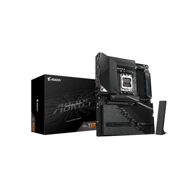 Материнская плата, Gigabyte, X870 AORUS STEALTH (4719331878801), AM5, X870, 4xDDR5 4400/4800/5200/8200(OC), 2xSATA3, 4xM.2 (PCIe 4.0 x4/x2), Raid, 1xHDMI, 2xUSB4 Type-C®, 2xPCI-Ex16, Wi-Fi, ATX