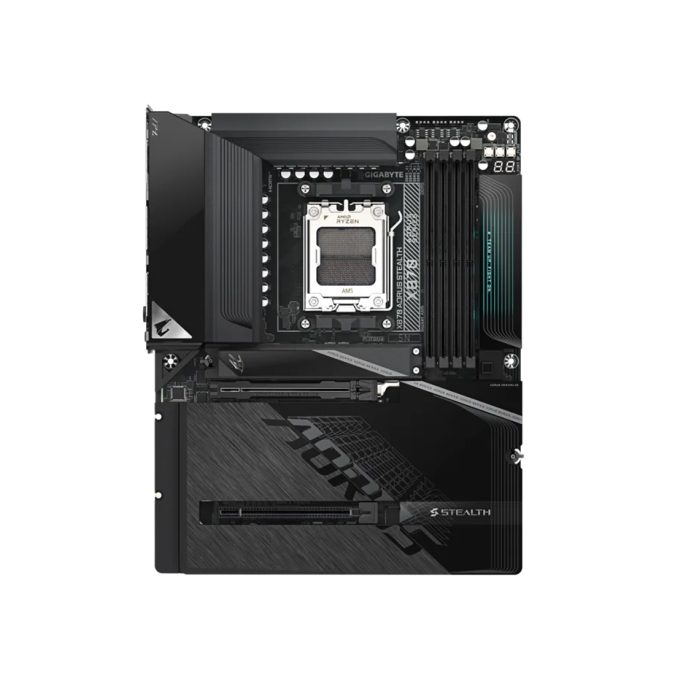 Материнская плата, Gigabyte, X870 AORUS STEALTH (4719331878801), AM5, X870, 4xDDR5 4400/4800/5200/8200(OC), 2xSATA3, 4xM.2 (PCIe 4.0 x4/x2), Raid, 1xHDMI, 2xUSB4 Type-C®, 2xPCI-Ex16, Wi-Fi, ATX