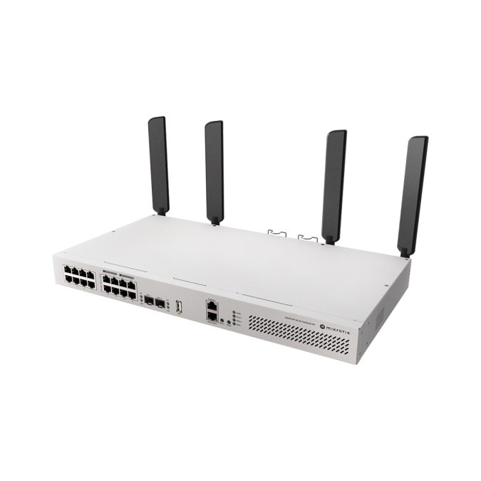 Коммутатор, MikroTik, CRS418-8P-8G-2S+5axQ2axQ-RM, Cloud Router Switch, 2 x 10G SFP+ ports, 17 x 10/100/1000 Ethernet portss, Wi-Fi 6 AX3600 PoE-out ports Ether9 - Ether16 (802.3af/at), RouterOS, -20°C to 70°C