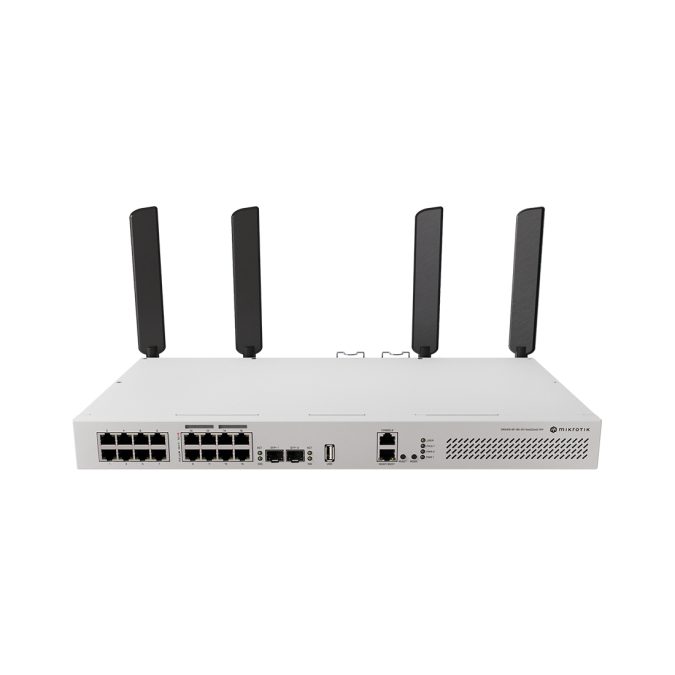 Коммутатор, MikroTik, CRS418-8P-8G-2S+5axQ2axQ-RM, Cloud Router Switch, 2 x 10G SFP+ ports, 17 x 10/100/1000 Ethernet portss, Wi-Fi 6 AX3600 PoE-out ports Ether9 - Ether16 (802.3af/at), RouterOS, -20°C to 70°C