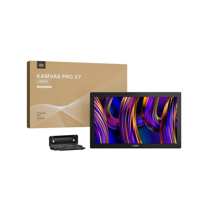 Графический планшет/монитор, Huion, Kamvas Pro27 144Hz GT2702, Цифровая ручка: PW600/PW600S, Технология пера: PenTech 4.0, Разрешение дисплея: 4K UHD (38402160), Частота обновления экрана: 30–144 Hz, Давление пера: 16 384 уровня, Поддержка наклона: ±60°, Экран: Canvas Glass 3.0 (анти-блик, текстура «как бумага»), Цветовой охват: 99% sRGB / 98% Adobe RGB / 98% DCI-P3 / 98% Display P3, Цветов на экран: 1.07 млрд, Много-точечный сенсор (multi-touch), Стандартный комплект: дисплей, цифровое перо, кабели, адаптер, запасные наконечники, анти-тач перчатка, чёрный