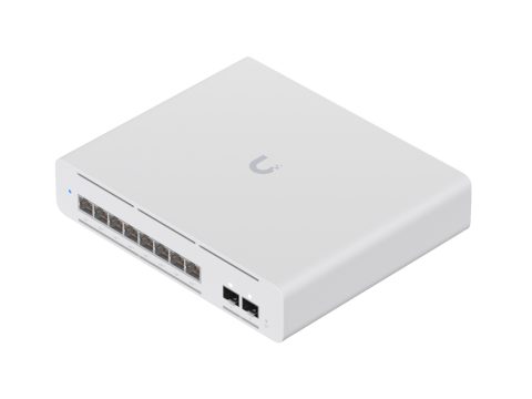 Коммутатор, Ubiquiti, USW-Pro-XG-8-PoE, Unifi Switch, Управляемый L3, 2x SFP+, 8 порта 10/100/1/2,5/5/10G RJ45 PoE++, 802.3af/at/bt, бюджет 155W, Настольный/настенный