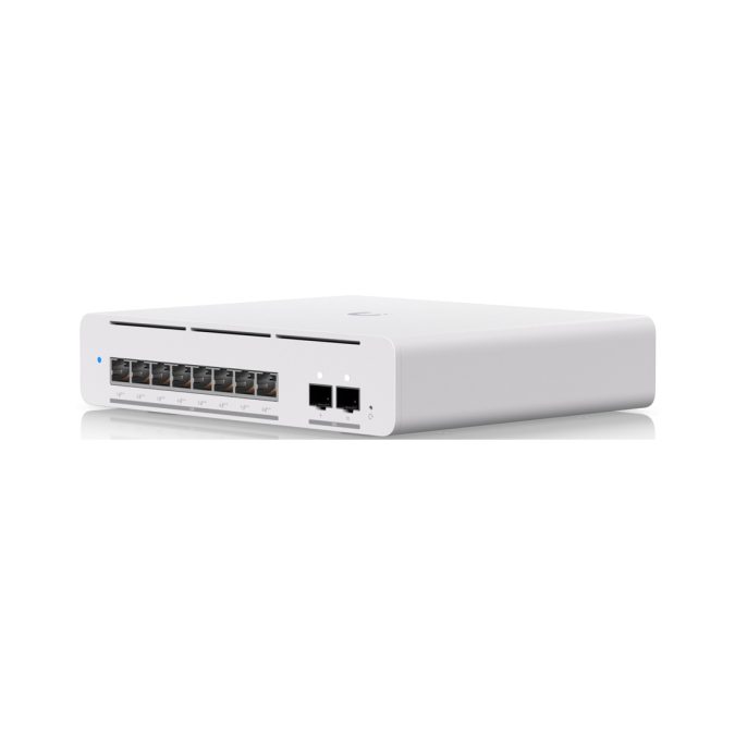 Коммутатор, Ubiquiti, USW-Pro-XG-8-PoE, Unifi Switch, Управляемый L3, 2x SFP+, 8 порта 10/100/1/2,5/5/10G RJ45 PoE++, 802.3af/at/bt, бюджет 155W, Настольный/настенный