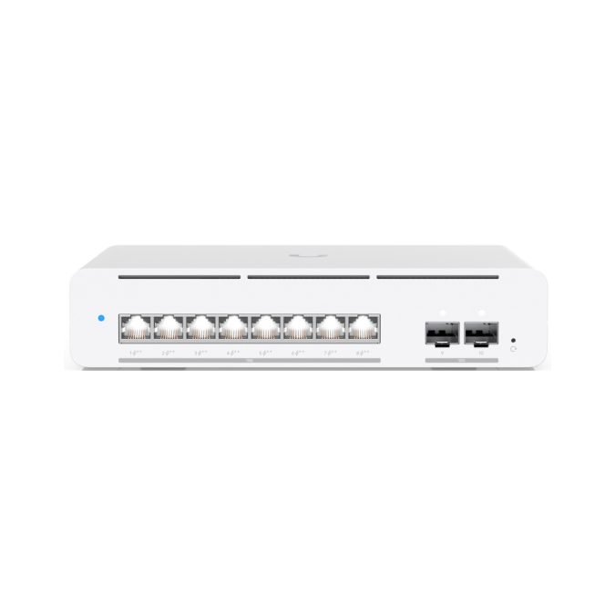 Коммутатор, Ubiquiti, USW-Pro-XG-8-PoE, Unifi Switch, Управляемый L3, 2x SFP+, 8 порта 10/100/1/2,5/5/10G RJ45 PoE++, 802.3af/at/bt, бюджет 155W, Настольный/настенный