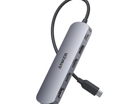 Концентратор, Anker, USB-C (A8357HA0), USB-C, 5-in-1, 4K, HDMI, Серый