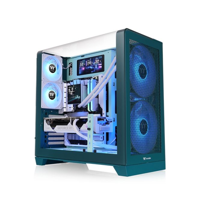 Компьютерный корпус, Thermaltake, View 390 Air Transformative Teal, CA-11F-00MTWN-00, ATX / Micro-ATX / Mini-ITX, 2*3.5"/1*2.5", Высота кулера до 160 мм, Длина VGA до 420 мм, 503 x 287 x 485 мм, Без Б/П, Бирюзовый