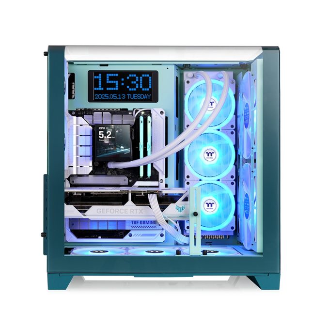Компьютерный корпус, Thermaltake, View 390 Air Transformative Teal, CA-11F-00MTWN-00, ATX / Micro-ATX / Mini-ITX, 2*3.5"/1*2.5", Высота кулера до 160 мм, Длина VGA до 420 мм, 503 x 287 x 485 мм, Без Б/П, Бирюзовый