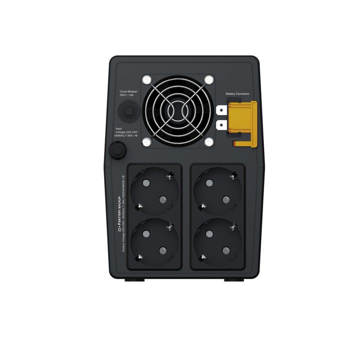 Источник бесперебойного питания, APC, Easy UPS BVG1600I-GR, Линейно-интерактивный, Мощность 1600ВА/900Вт, Напольный, 230В, Вых: 4x Schuko, APCRBC176, Чёрный