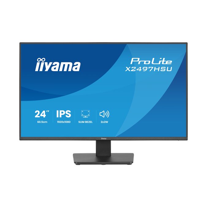 Монитор, iiyama, ProLite, X2497HSU-B1, 23.8", 1920x1080, IPS, 120Гц, 16:9, 350 кд/м, 1500:1, 4 мс, 178/178, HDMI*1, DP*1, USB A*2, USB C*2 , VESA 100*100 мм, Черный