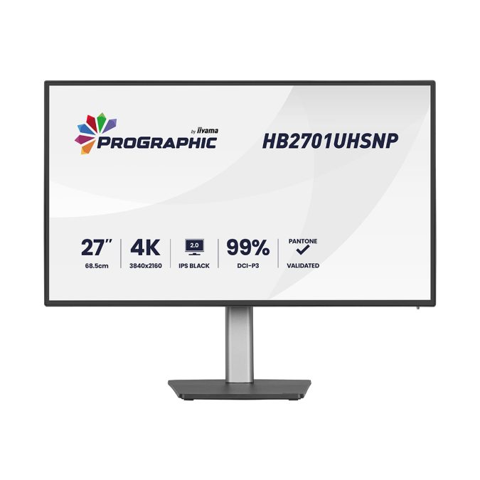 Монитор, iiyama, ProGraphic HB2701UHSNP-B1, 27", 3840x2160, IPS, 16:9, 60 Гц, 450 кд/м, 4 мс, 3000:1, 178/178, HDMI*1, DP*1, USB-C*1, Черный
