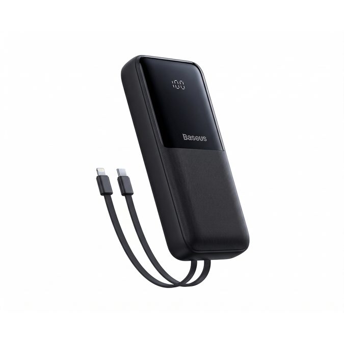 Портативный внешний аккумулятор, Baseus, P10079102123-00, Lipow Dual-Cable, Power Bank With Digital Display 20000mAh 22.5W, Черный