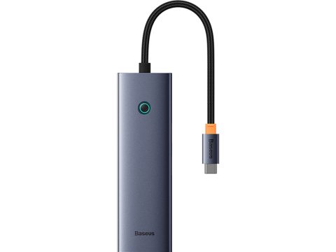 Док-станция, Baseus, UltraJoy Series 7-Port HUB Docking Station, Space Grey, (Type-C to HDMI4K@60Hz*1+USB3.0*2+PD*1+RJ45*1+SD/TF3.0*1), B00052805813-00, Черный