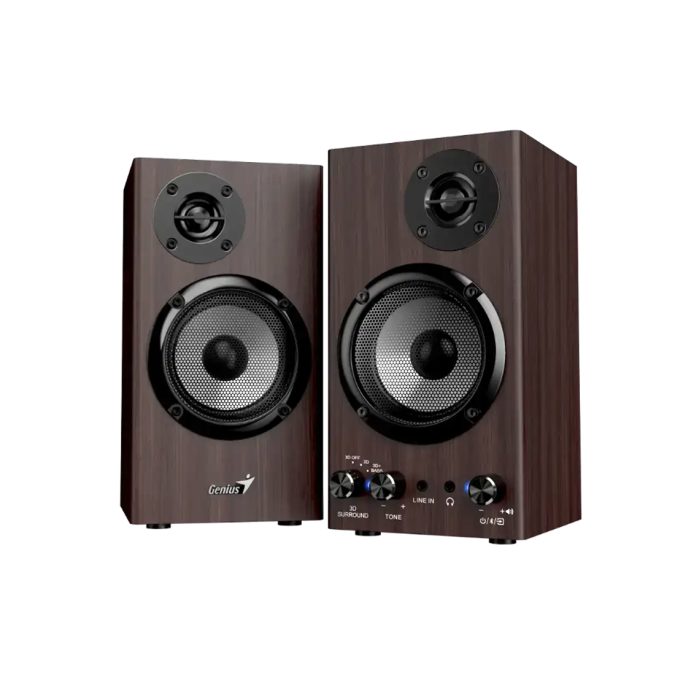 Колонки, Genius, SP-HF520BT, 2.0, 40-20 кГц, Bluetooth 5.3, MDF, RMS, 75 дБ, 3D Surround / с усилением басов, Коричевый