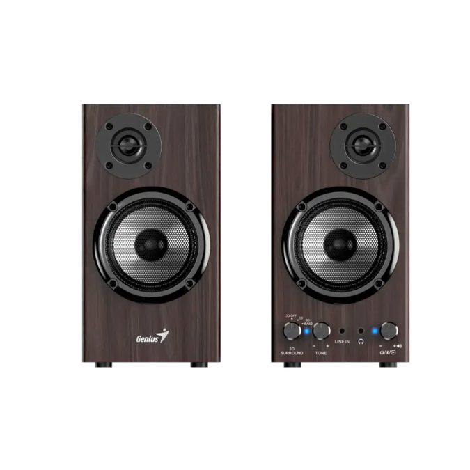Колонки, Genius, SP-HF520BT, 2.0, 40-20 кГц, Bluetooth 5.3, MDF, RMS, 75 дБ, 3D Surround / с усилением басов, Коричевый