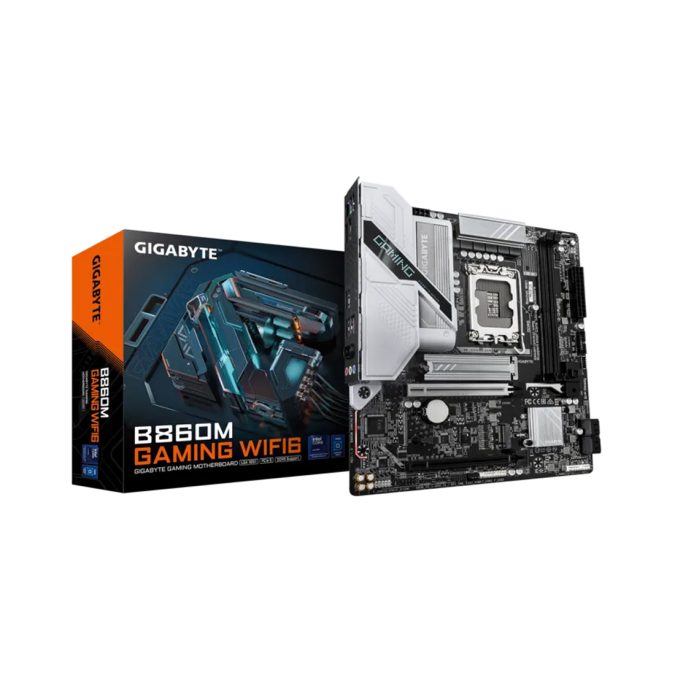 Материнская плата, Gigabyte, B860M GAMING WIFI6 (4719331866891), LGA1851, iB860, 2xDDR5 5600/6400/9066(OC), 4xSATA3, Raid, 2xM.2 (1*PCI-E 4.0x4/x2. 1*PCI-E 5.0x4/x2), 1хDP, 1xHDMI, 2xPCI-Ex16, WiFi, mATX