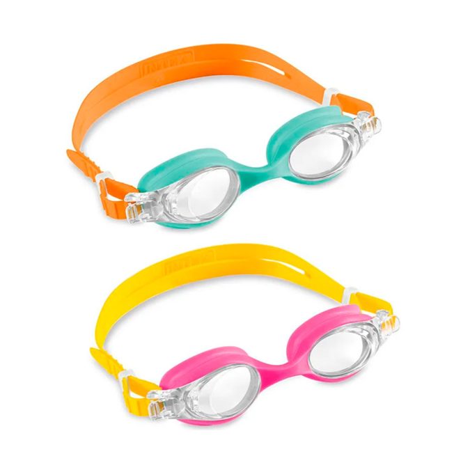 Очки для плавания Kids, INTEX, 55694, Пластик, 3-8, Розовые/Зелёные в ассортименте, Блистер