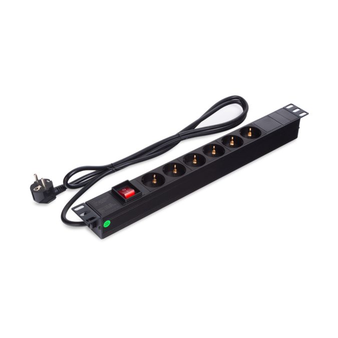 Сетевой фильтр, SVC, PD-6SCH, Для шкафов и стоек размера 19", 6 Розеток, 1.8 м, 16A, 4000W, 220 в., Чёрный