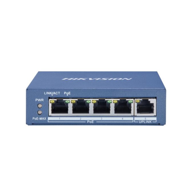 Коммутатор, Hikvision, DS-3E0505P-E/M(B), Неуправляемый, 4 x Gigabit RJ45, РоЕ 802.3af/at 35W, 1 x Gigabit RJ45, Настольный, Металл