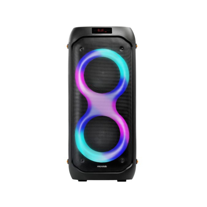 Колонки, Microlab, PT602, Bluetooth 5.0, Аккумулятор 4000 мАч, Пульт ДУ, RGB, FM Радио, 40 Вт, 50 Гц - 20 кГц, TWS, Aux, USB, MicroSD, 280x290x630, Черный