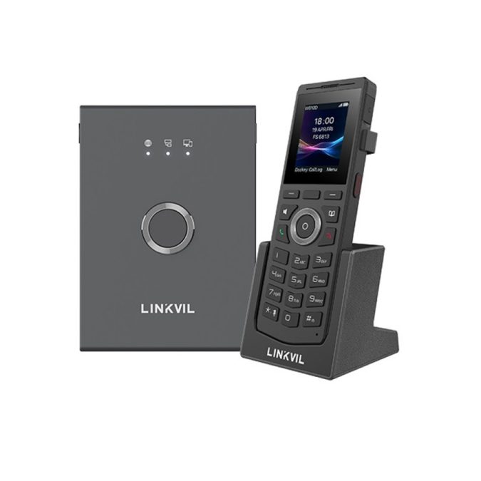 Комплект DECT, Linkvil, W710P, база W710D + 1 трубка W610D, беспроводная DECT-система, до 10 одновременных вызовов, до 10 трубок, HD Voice, цветной экран 2", для офиса и гостиниц