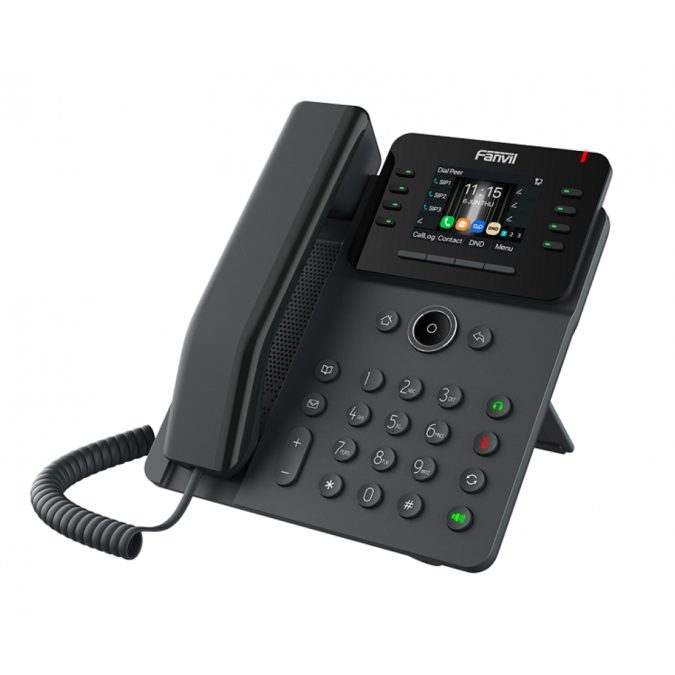 IP-телефон, Fanvil, V62G (B), 12 линии SIP, 2xGE PoE, чёрный, цветной экран 320x240, конференц-связь на 6 участников, до 21 DSS клавиши, блок питания в комплекте